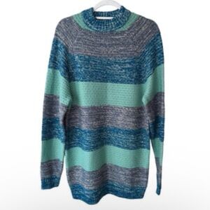 Reclaimed Vintage Teal and Cream Knit Sweater